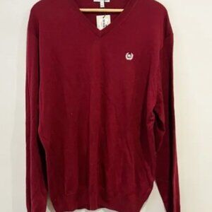 NWT Peter Millar Merino Wool V Neck Sweater Red